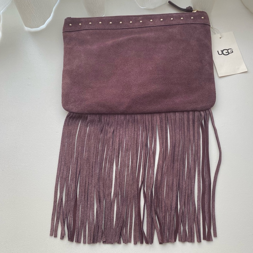 NWT Ugg Large Zip Studded Fringe Pouch/Clutch